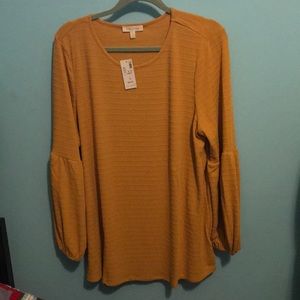 Loralette rib bubble sleeve blouse